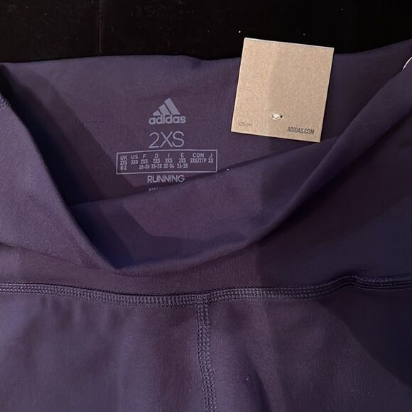 Adidas dark blue running tights with stripe design - Picture 3 of 8